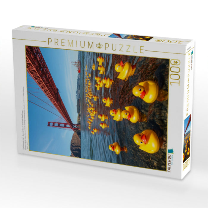 Sightseeing in USA - Gummienten an der Golden Gate Bridge - CALVENDO Foto-Puzzle'