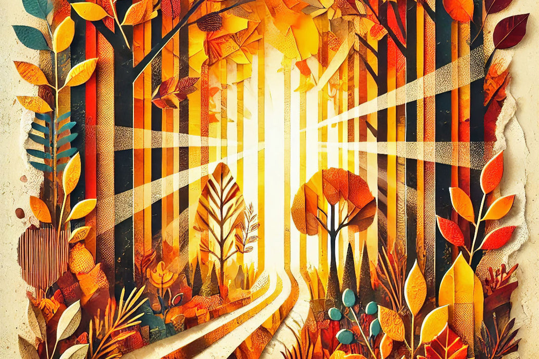 Premium Textil-Leinwand Goldener Herbst – Einzigartige KI-Collage auf HD-Leinwand