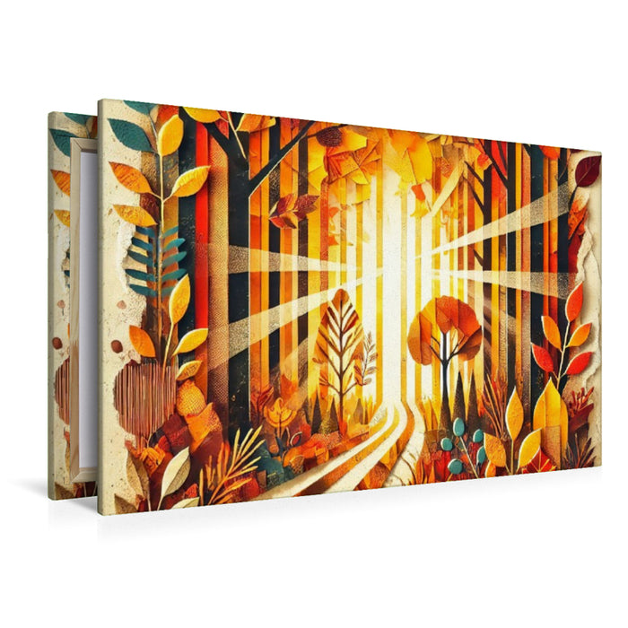 Premium Textil-Leinwand Goldener Herbst – Einzigartige KI-Collage auf HD-Leinwand