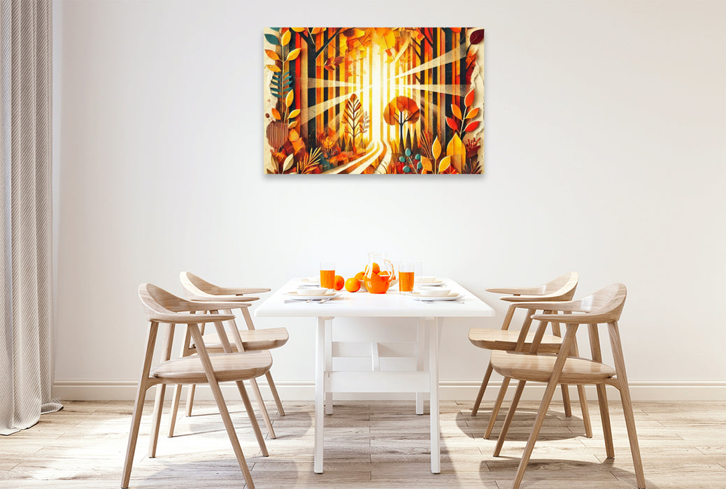 Premium Textil-Leinwand Goldener Herbst – Einzigartige KI-Collage auf HD-Leinwand