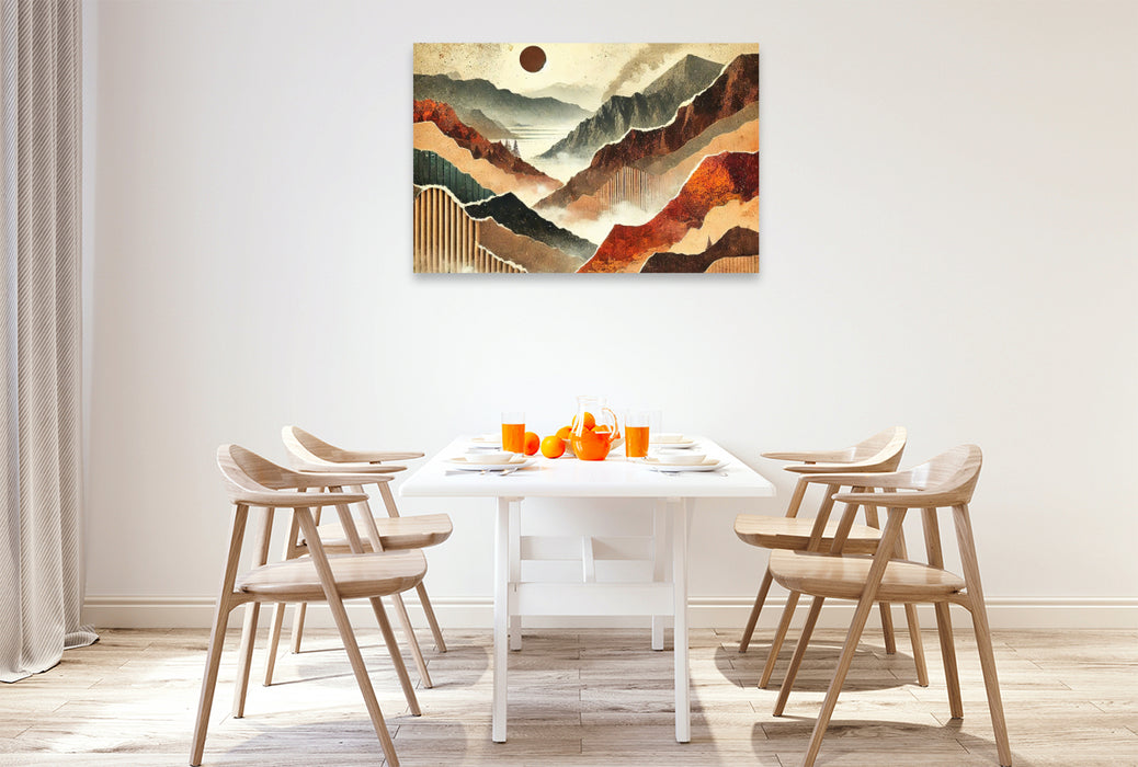 Premium Textil-Leinwand Herbstzauber – Mystischer Wald als KI-generierte Collage auf HD-Leinwand und Puzzle