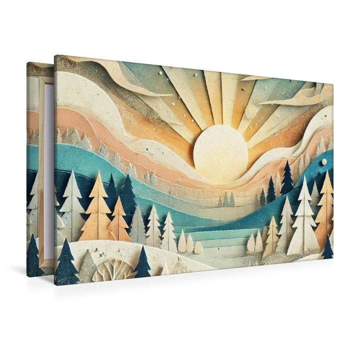 Premium Textil-Leinwand Winterliche Ruhe – KI-generierte Collage auf HD-Leinwand