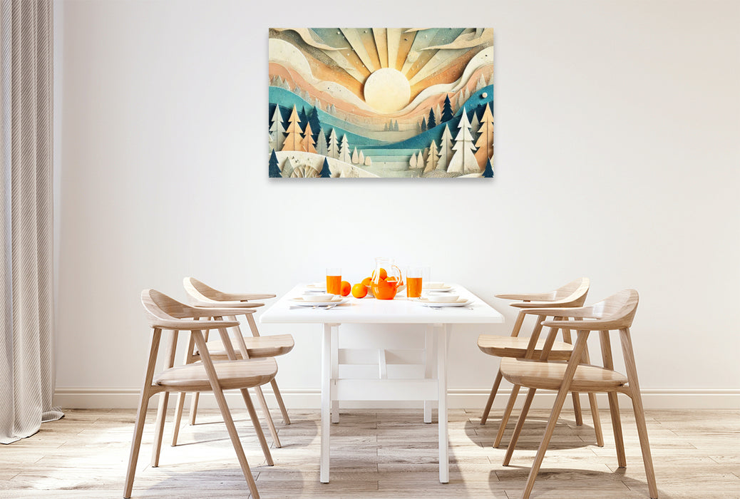 Premium Textil-Leinwand Winterliche Ruhe – KI-generierte Collage auf HD-Leinwand