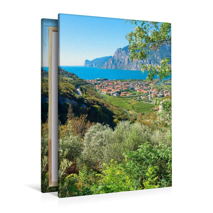 Premium Textil-Leinwand Gardaseeblick Torbole