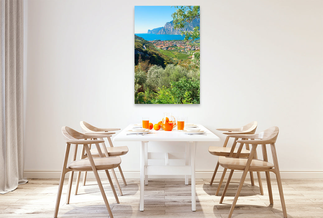 Premium Textil-Leinwand Gardaseeblick Torbole