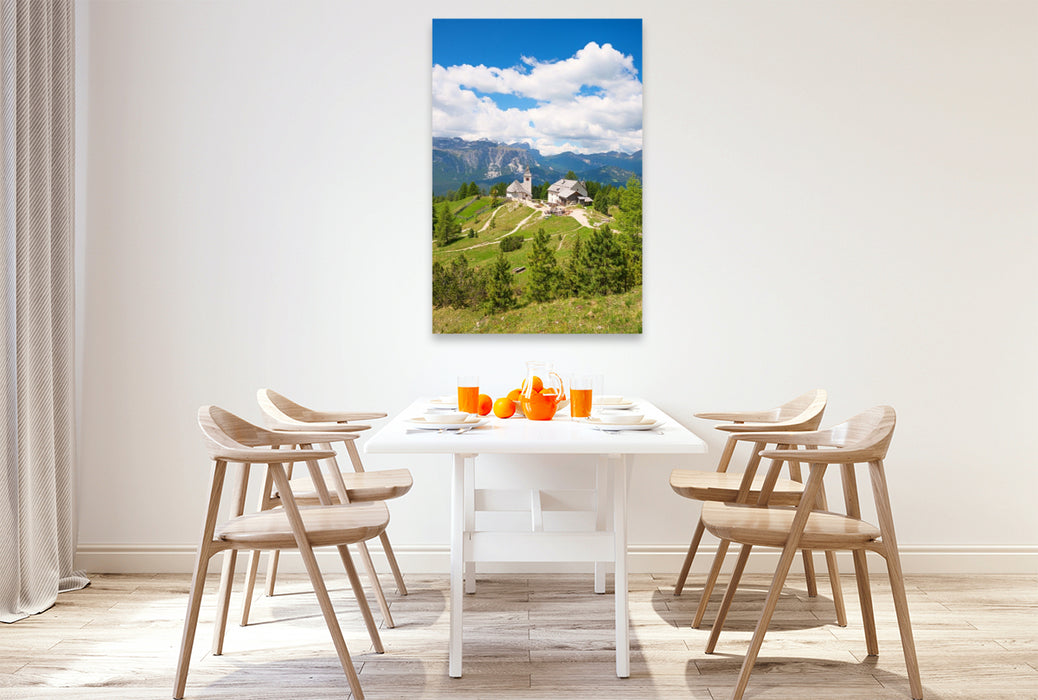 Premium Textil-Leinwand Chiesa Santa Croce am Heiligkreuzkofel