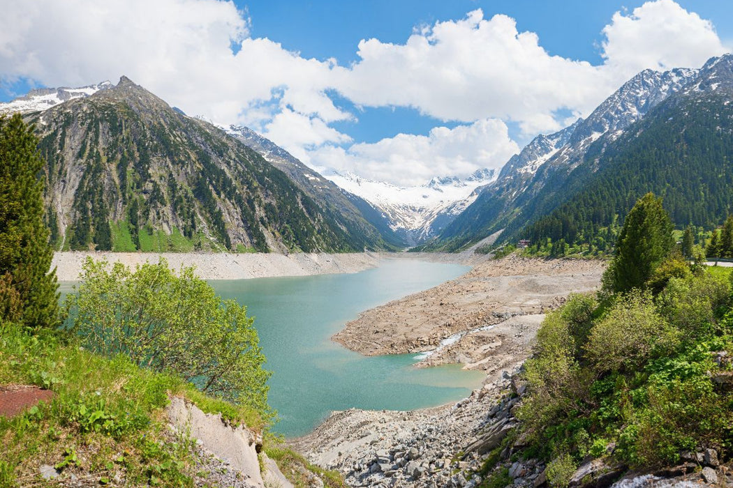 Premium Textil-Leinwand Schlegeisspeicher Tiroler Alpen