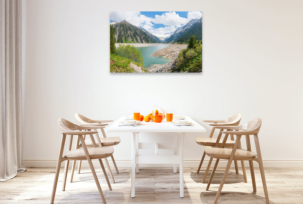 Premium Textil-Leinwand Schlegeisspeicher Tiroler Alpen