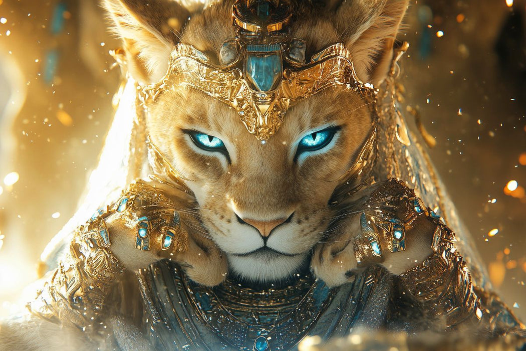 Premium Textil-Leinwand Sachmet- Kriegsgöttin