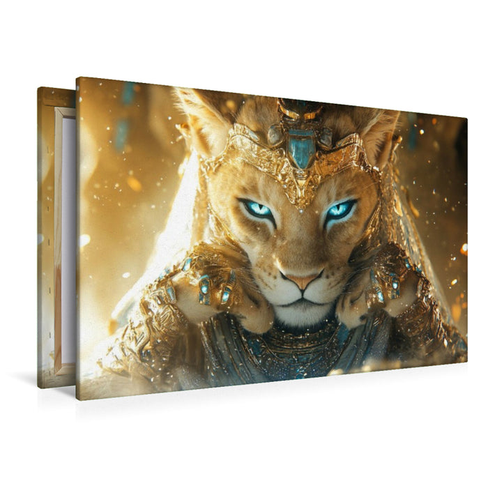 Premium Textil-Leinwand Sachmet- Kriegsgöttin