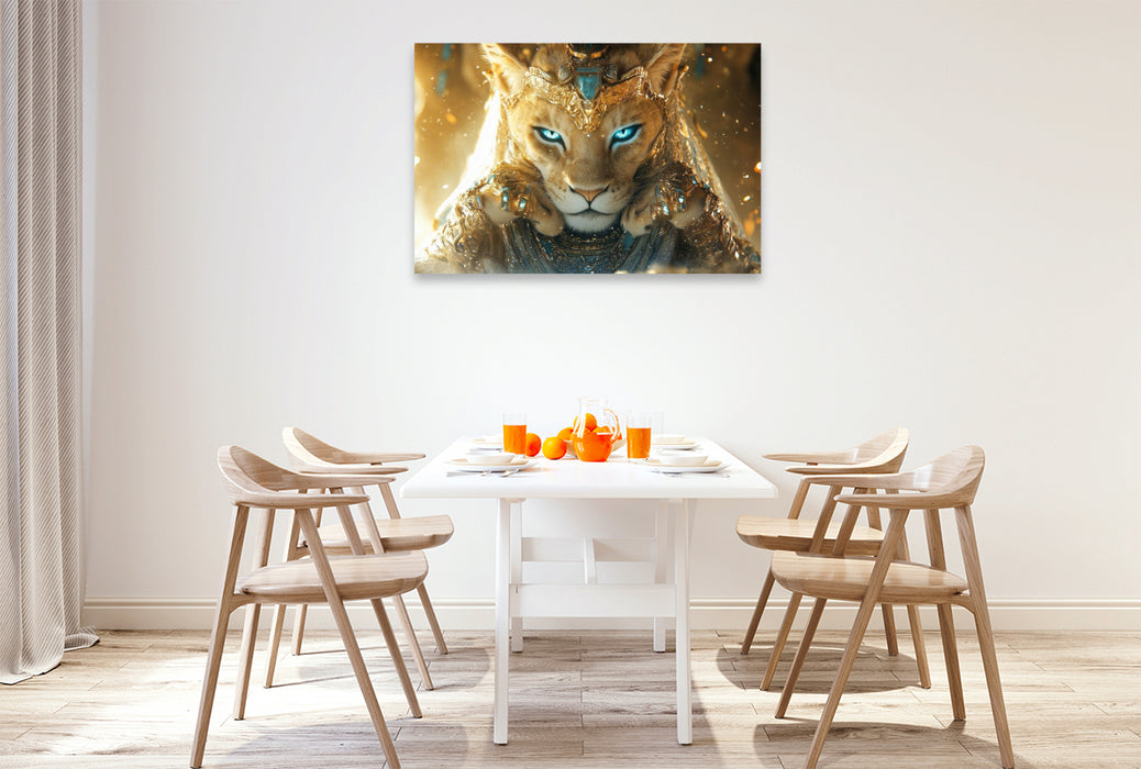 Premium Textil-Leinwand Sachmet- Kriegsgöttin