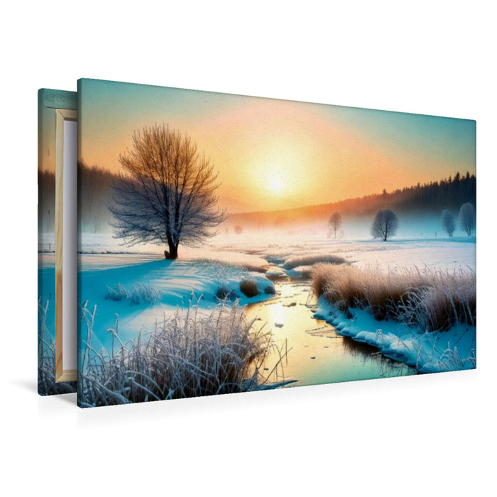 Premium Textil-Leinwand Grasbüschel am Bachrain