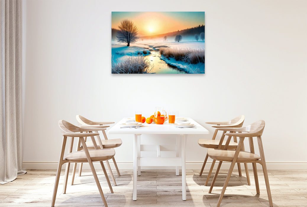 Premium Textil-Leinwand Grasbüschel am Bachrain