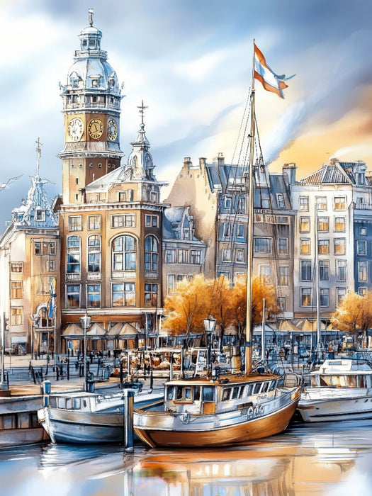 Amsterdam – Stadt der Grachten und Giebel - CALVENDO Foto-Puzzle'