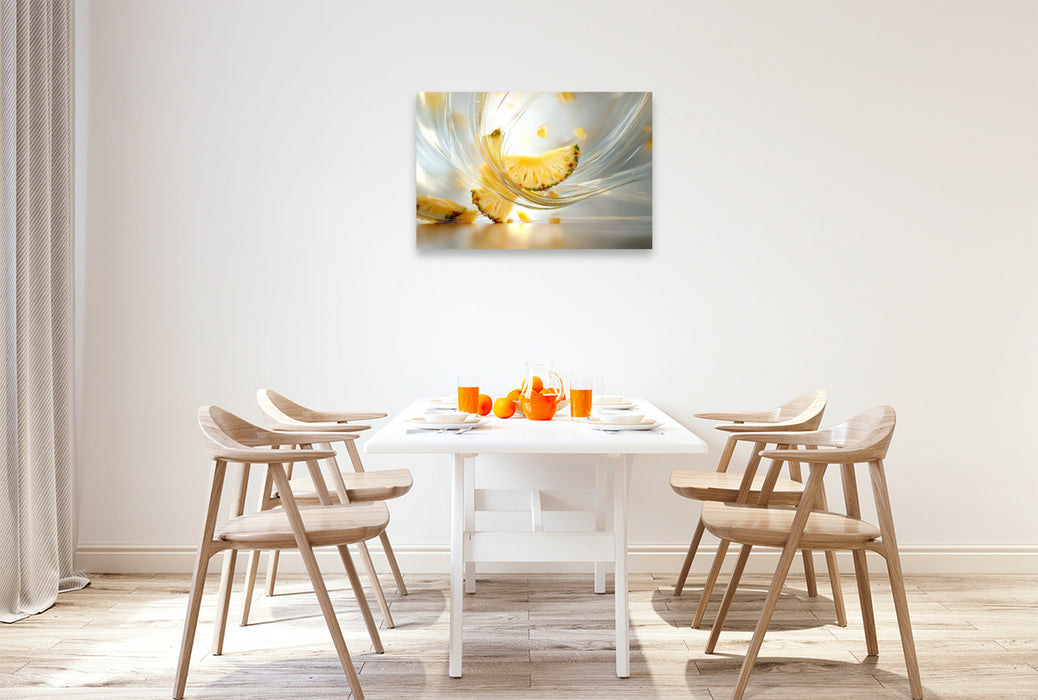 Premium Textil-Leinwand Ananas - Glück
