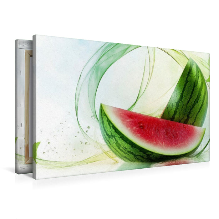 Premium Textil-Leinwand Wassermelonen - Genuss
