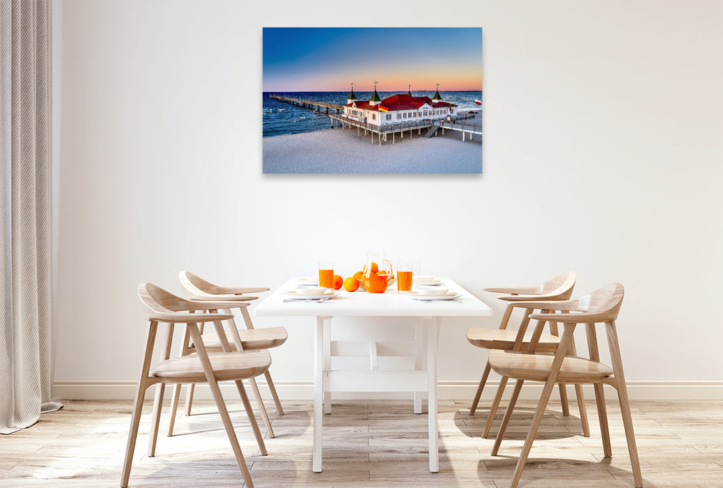 Premium Textil-Leinwand Seebrücke Ahlbeck auf Usedom