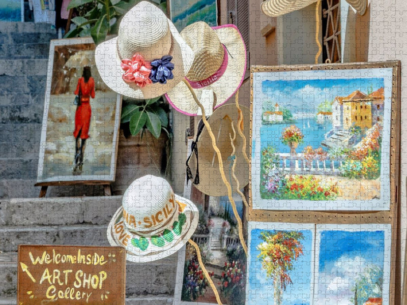 Kunst Galerie in Taormina in Sizilien - CALVENDO Foto-Puzzle'