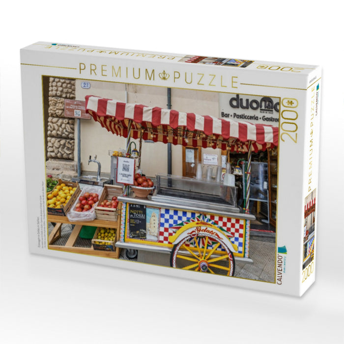 Eiswagen in Cefalu in Sizilien - CALVENDO Foto-Puzzle'