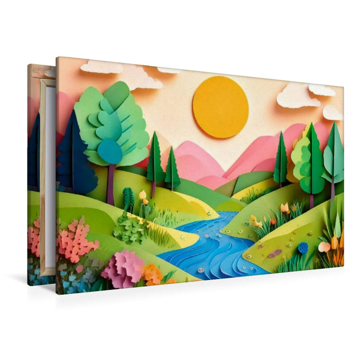 Premium Textil-Leinwand Juli: Abkühlung in der Sommerhitze bietet das kühle Wasser des kleinen Bachs.