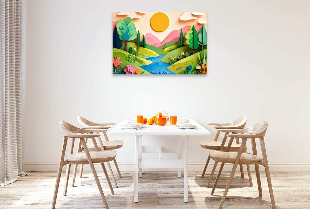 Premium Textil-Leinwand Juli: Abkühlung in der Sommerhitze bietet das kühle Wasser des kleinen Bachs.