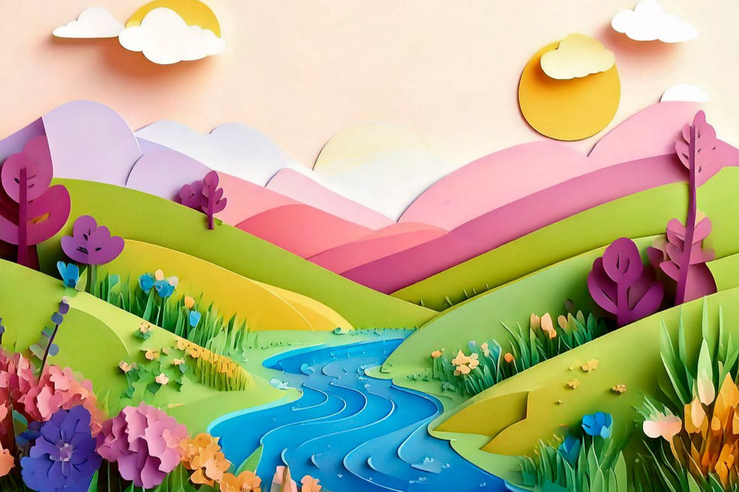 Premium Textil-Leinwand Mai: Mit der Kraft der Sonne sprießen alle Blätter und viele Blumen zeichnen bunte Tupfer auf die Wiese.