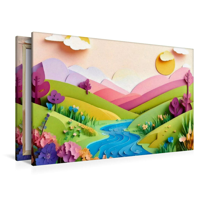 Premium Textil-Leinwand Mai: Mit der Kraft der Sonne sprießen alle Blätter und viele Blumen zeichnen bunte Tupfer auf die Wiese.