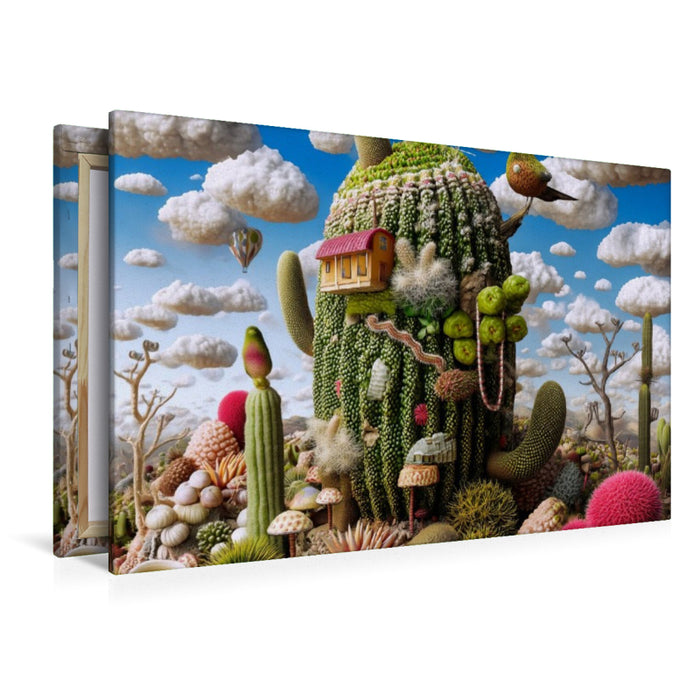 Premium Textil-Leinwand Kaktusvilla mit Ausblick