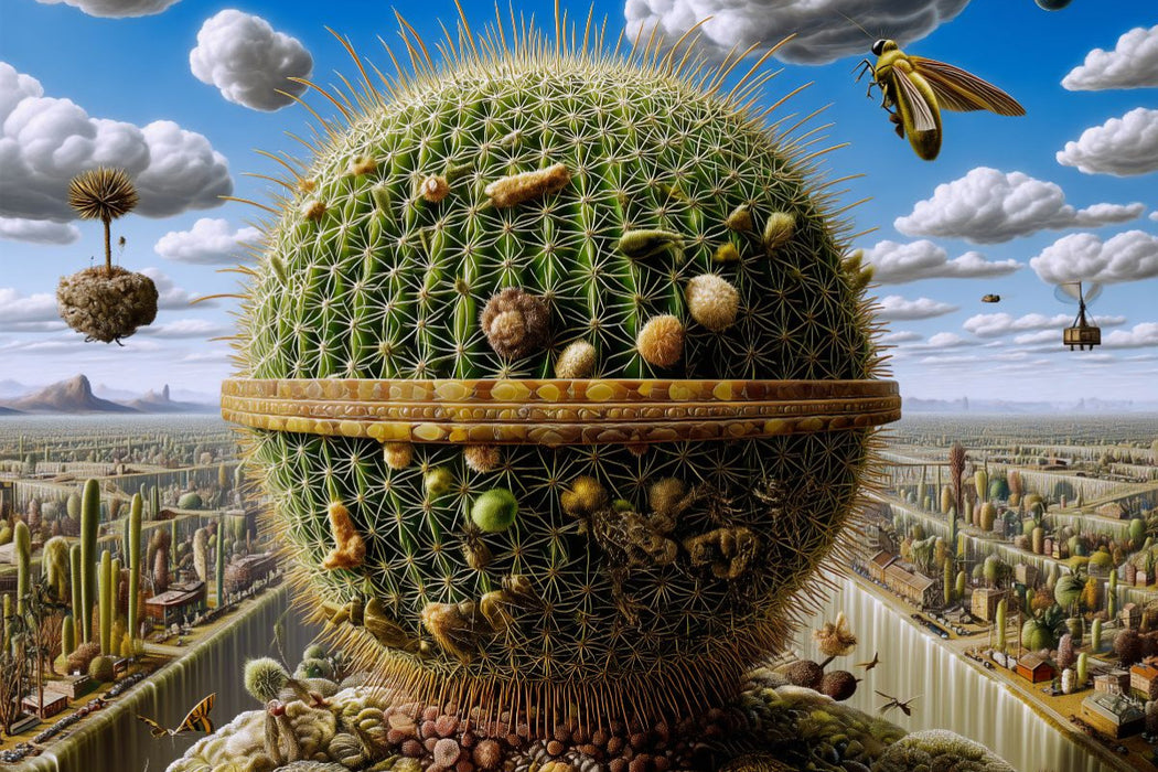 Premium Textil-Leinwand Luftschloss aus Kaktus