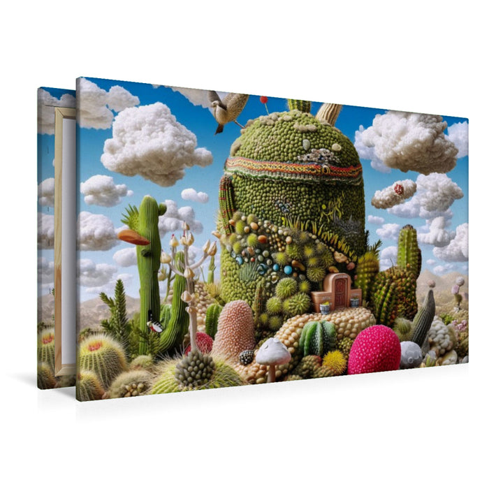 Premium Textil-Leinwand Lebendige Kaktus-Skulptur