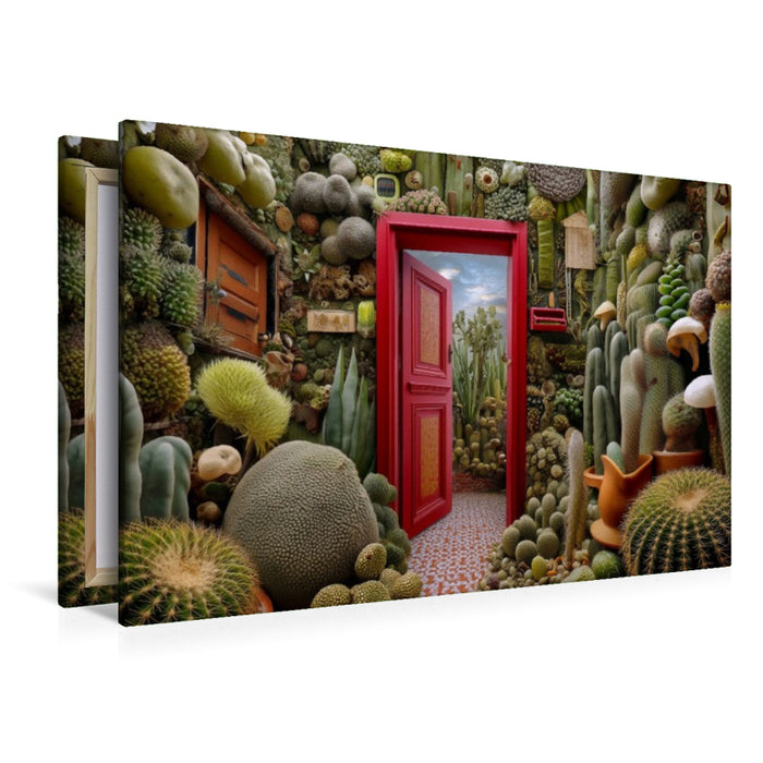 Premium Textil-Leinwand Geheime Tür im Kaktuswald