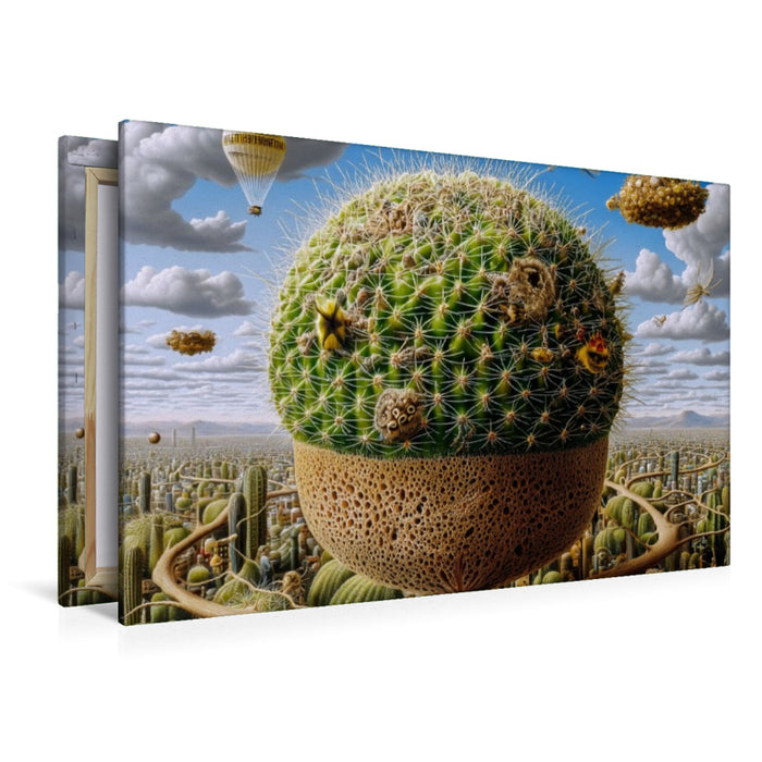 Premium Textil-Leinwand Kugelkaktus-City und Urban Jungle