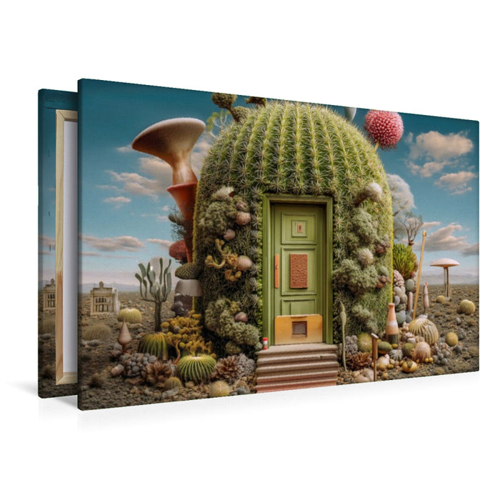 Premium Textil-Leinwand Kaktusarchitektur mit Charakter