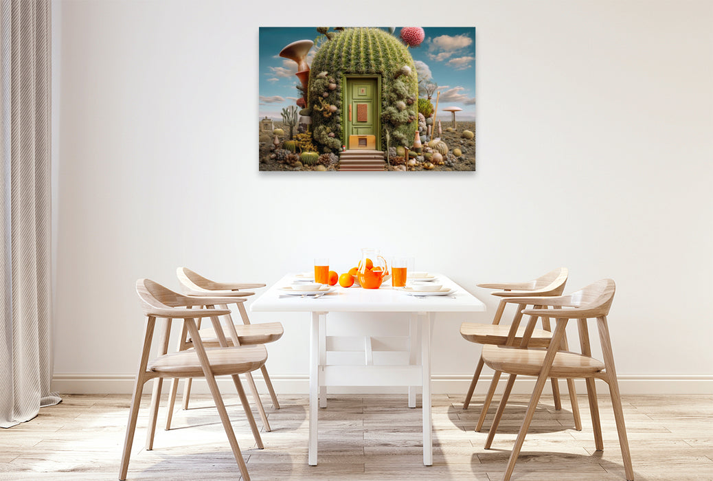 Premium Textil-Leinwand Kaktusarchitektur mit Charakter