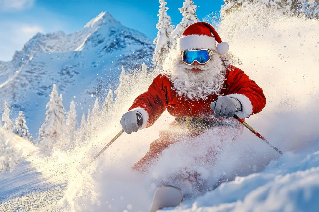 Premium Textil-Leinwand Hui - der Weihnachtsmann hat es wohl eilig