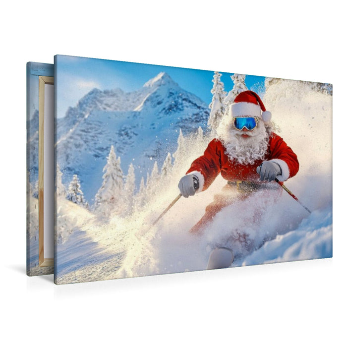 Premium Textil-Leinwand Hui - der Weihnachtsmann hat es wohl eilig