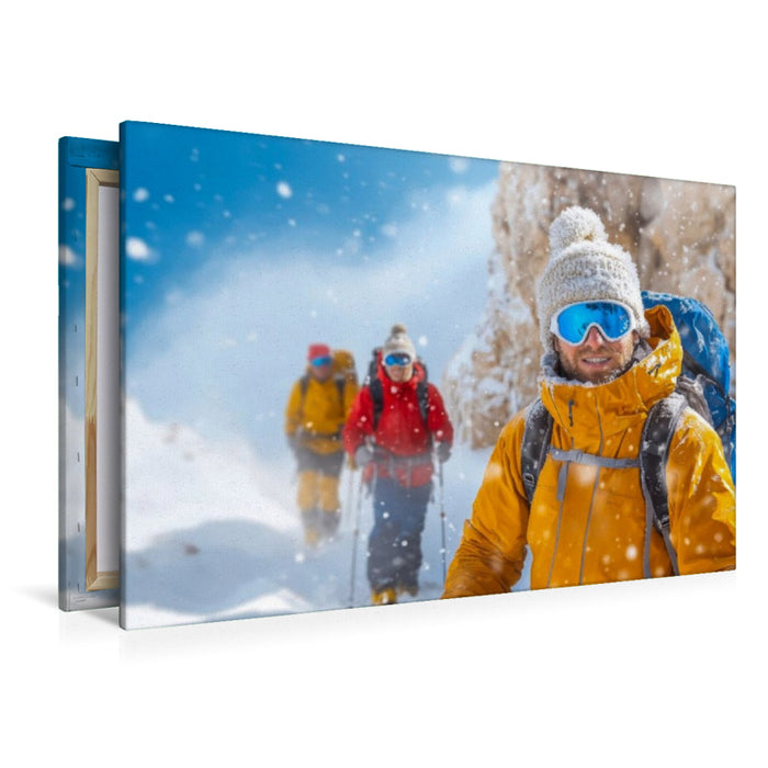 Premium Textil-Leinwand Skiwandern im Schnee