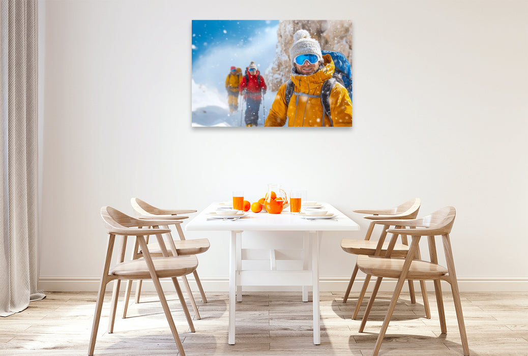 Premium Textil-Leinwand Skiwandern im Schnee