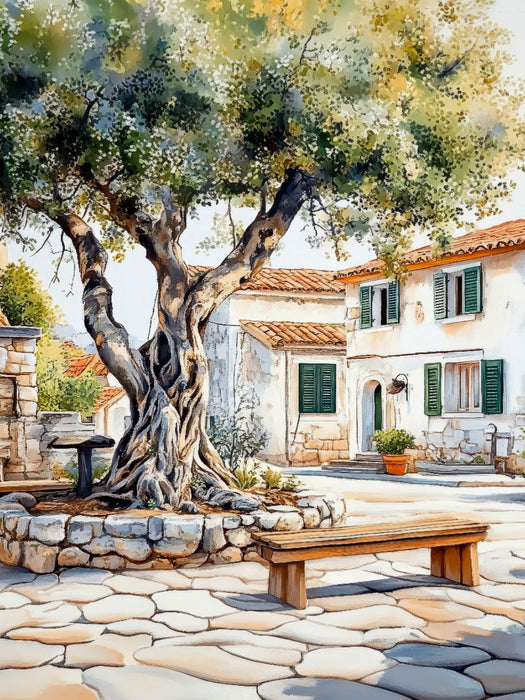 Ein malerischer Dorfplatz in der Region Dalmatien - CALVENDO Foto-Puzzle'