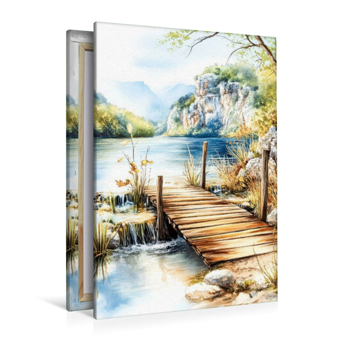 Premium Textil-Leinwand Nationalparks Plitvicer Seen