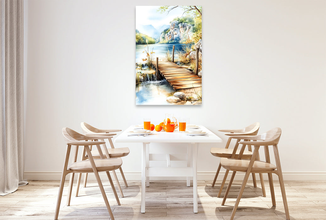 Premium Textil-Leinwand Nationalparks Plitvicer Seen