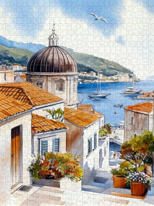 Blick auf Dubrovnik - Altstadt und die Adriaküste - CALVENDO Foto-Puzzle'