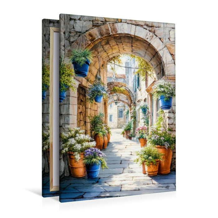 Premium Textil-Leinwand Märchenhafte Bogengasse in Split