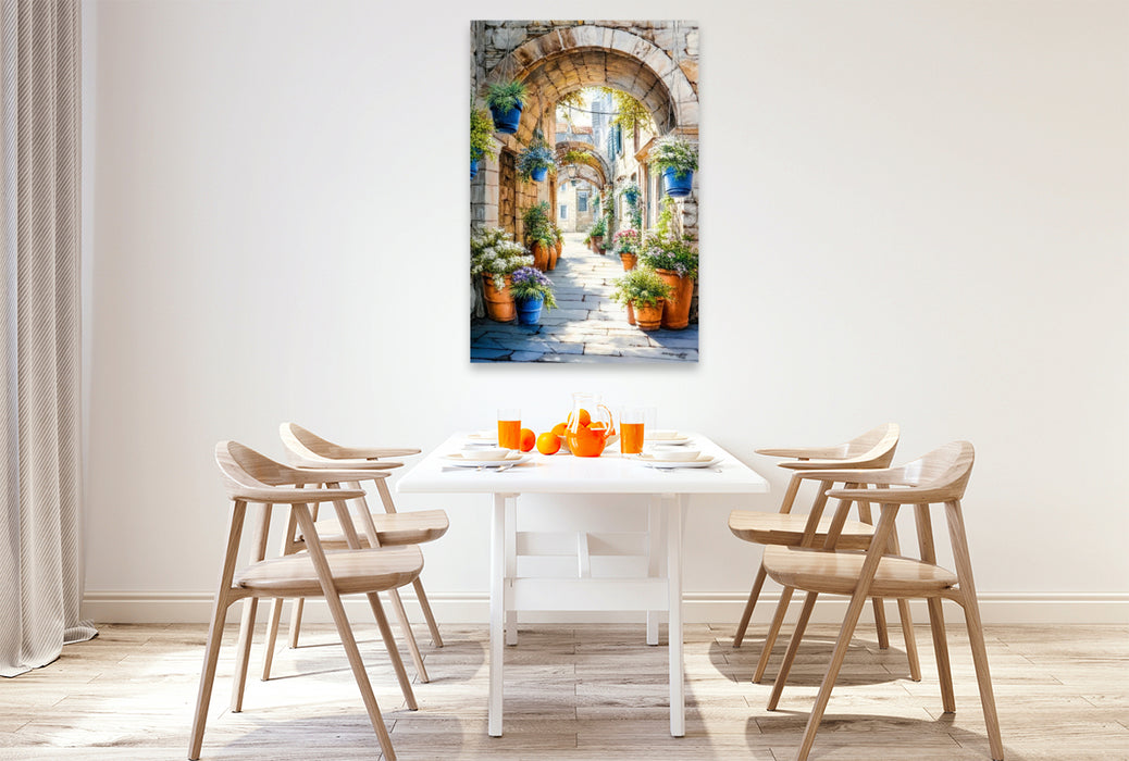 Premium Textil-Leinwand Märchenhafte Bogengasse in Split