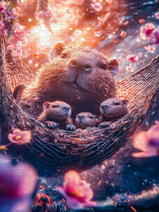 Kuscheln? Capybaras nennen das Alltag - CALVENDO Foto-Puzzle'