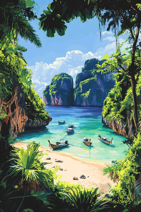 Premium Textil-Leinwand Maya Bay - Ko Phi Phi Leh - Thailand