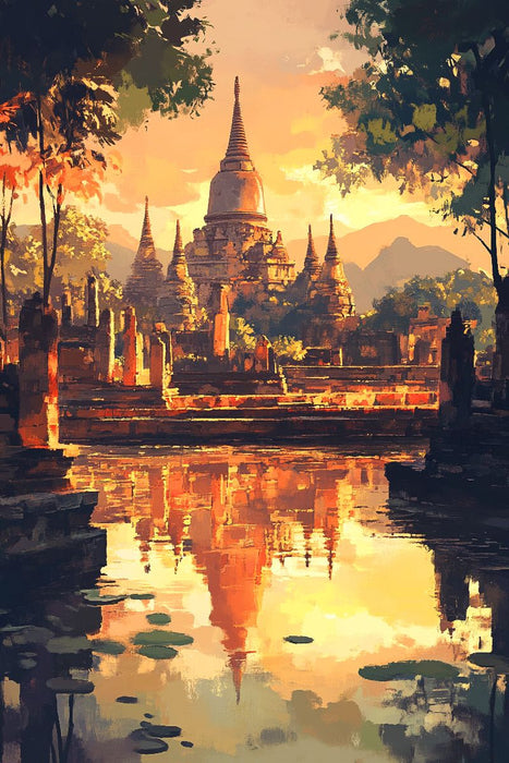 Premium Textil-Leinwand Sukhothai Park Thailand