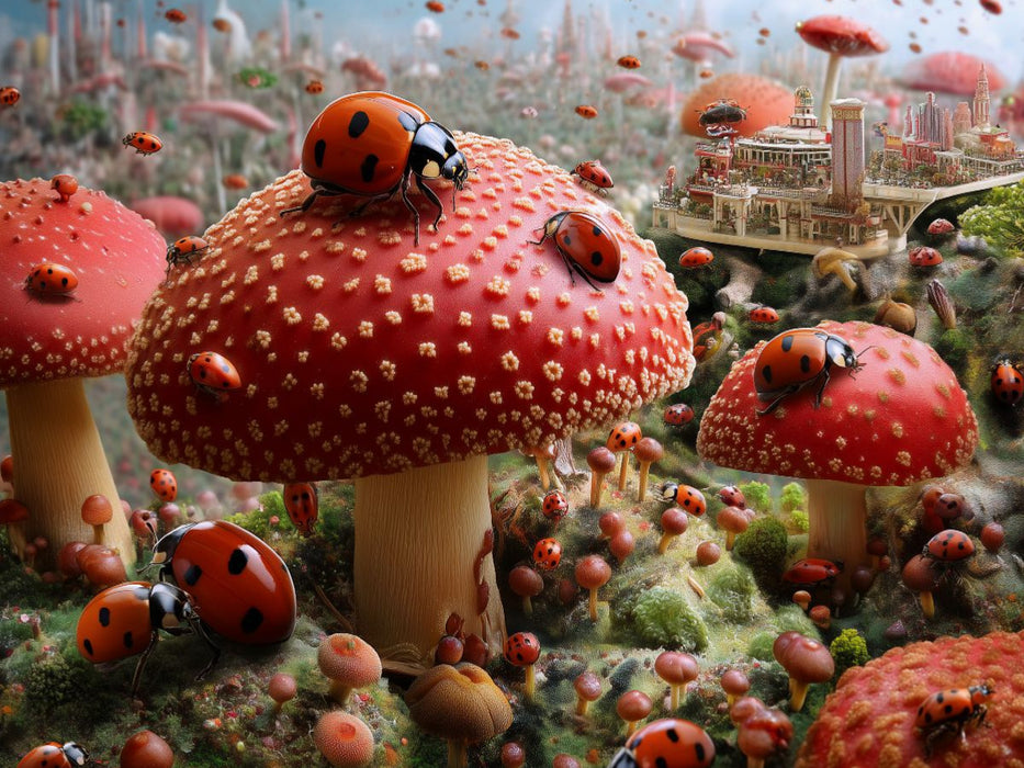 Stadtleben auf Fliegenpilzen - CALVENDO Foto-Puzzle'