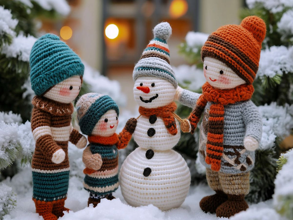 Winterspaß beim Schneemannbauen - CALVENDO Foto-Puzzle'