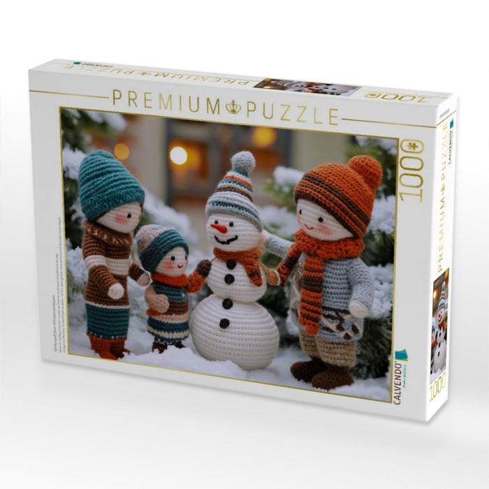 Winterspaß beim Schneemannbauen - CALVENDO Foto-Puzzle'